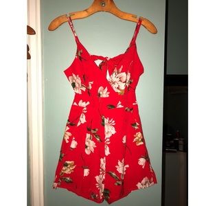 Red Floral Romper